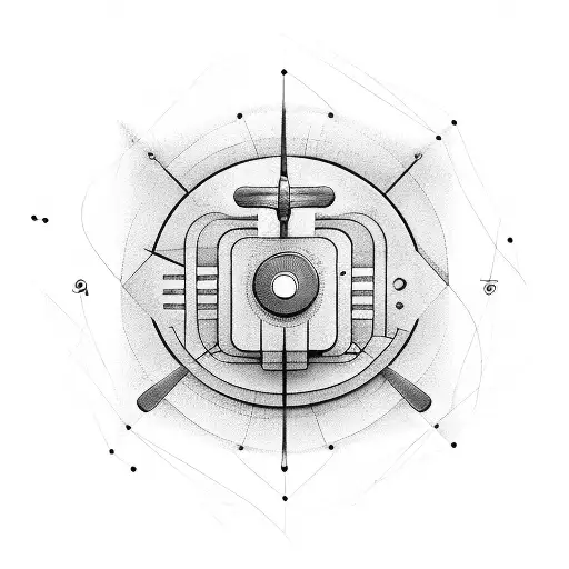 An Abstract Geometric Design Incorporating Gym Equipment And Musical Instruments