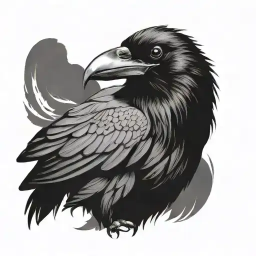 Raven With Eye In Open Beak