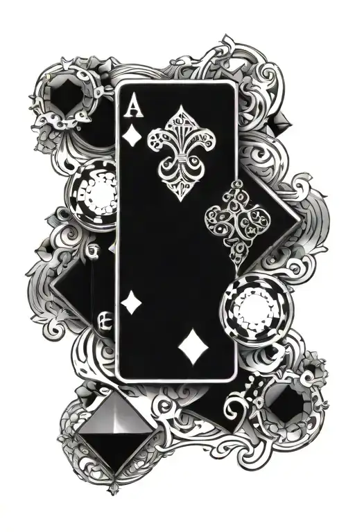 Gambling Themed Tattoo Sleeve Featuring Iconic Symbols