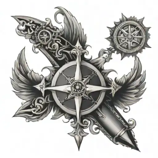 Gothic Cross And Compass