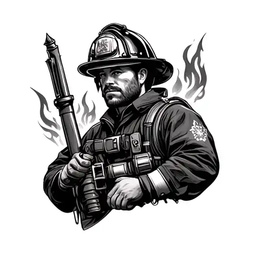 Fire Fighter Sleeve Tattoo Design