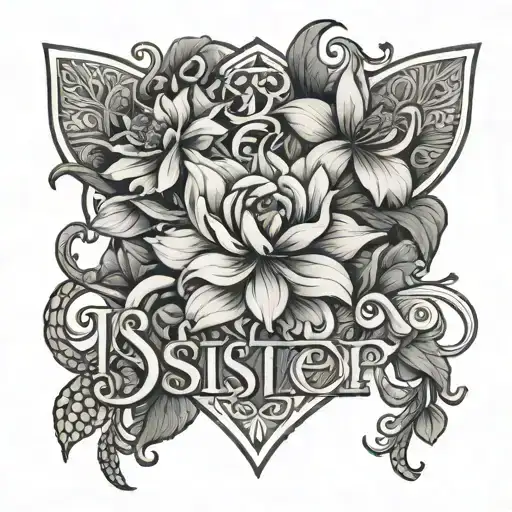 Flowers Intertwined With Word Sister Or Mana
