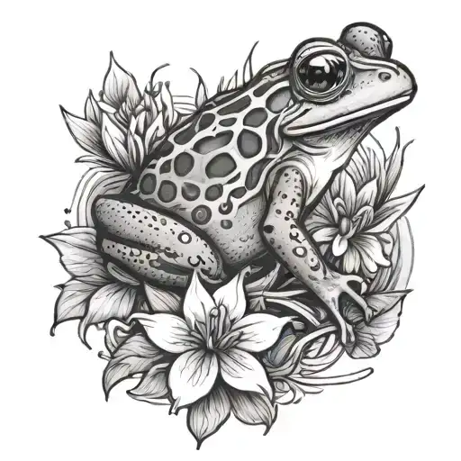 Feminine Frog And Flowers