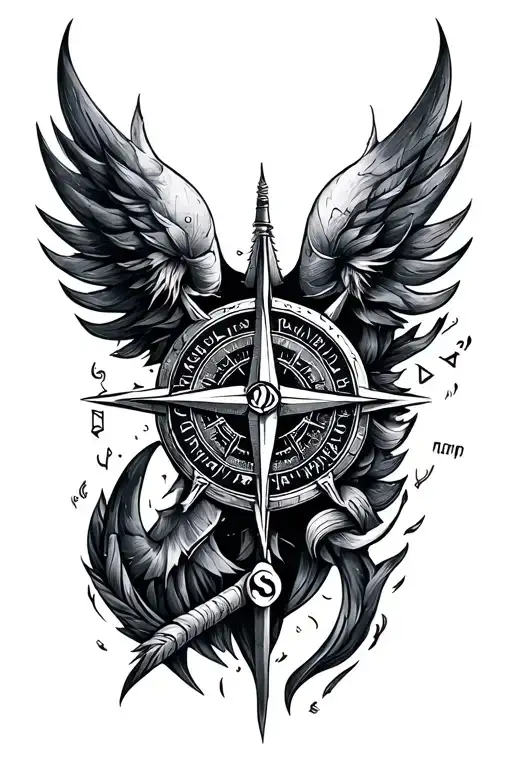 Viking Compass And Runes Back