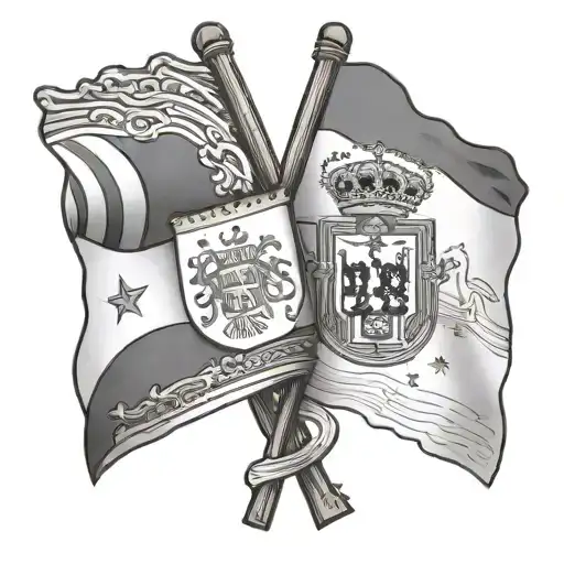 Filipino Flag And Spain Flag