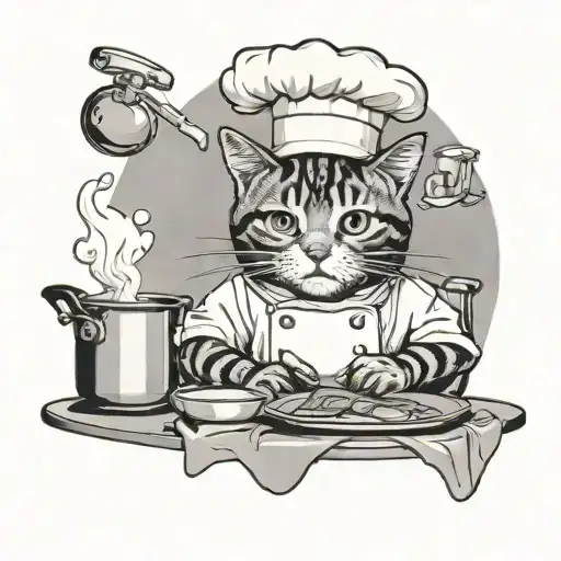 Tabby Cat Chef Cooking