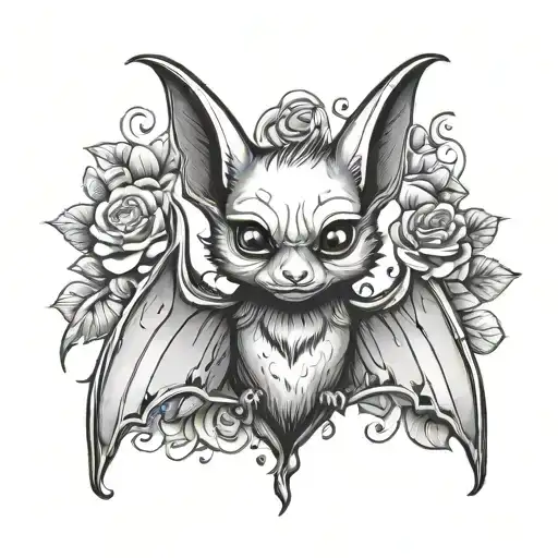 Cute Bat With Goth Accesories