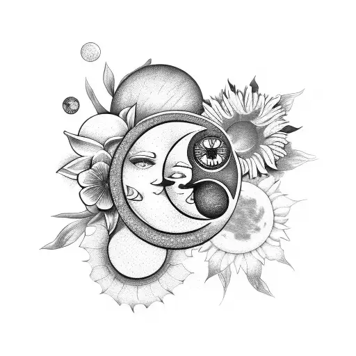 Flowers With The Sun And Moon