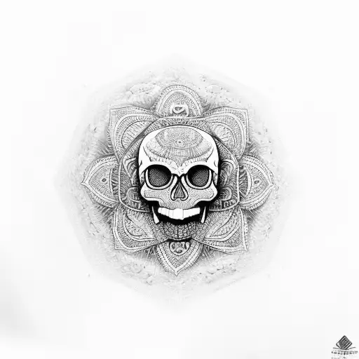 Realistic Mandala Incorporating A Skull And Animal Elements