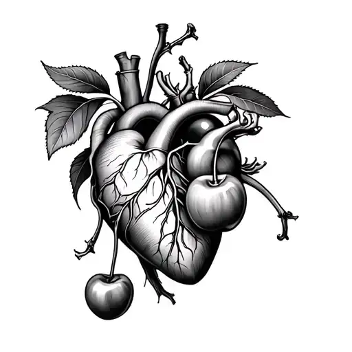 Cherries And Heart Organ With Script