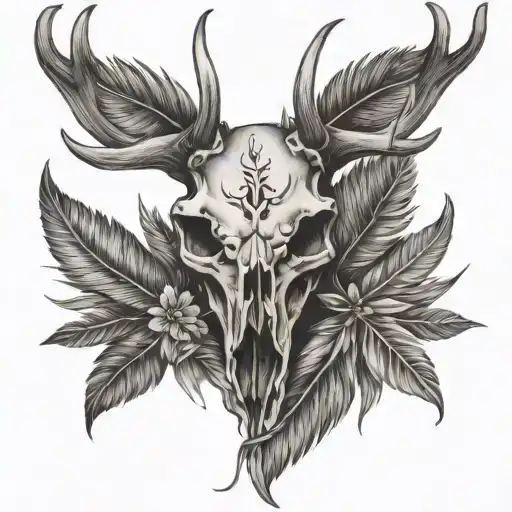 Deer Skull Feather Feather Feather