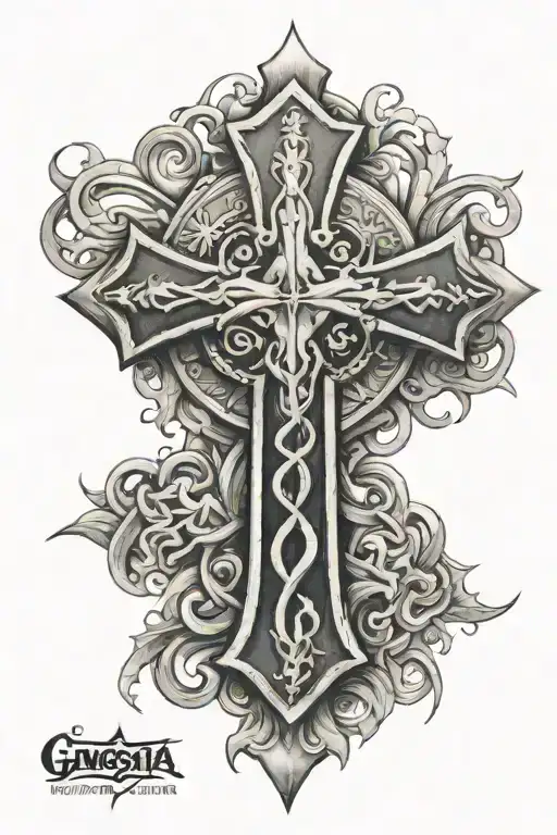 Gangsta Cross Tattoo For Men