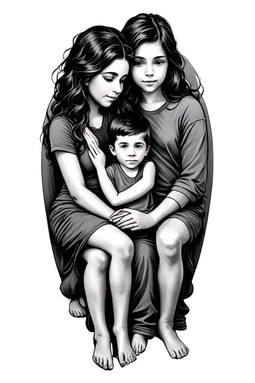 Mother And Son Sitting Together