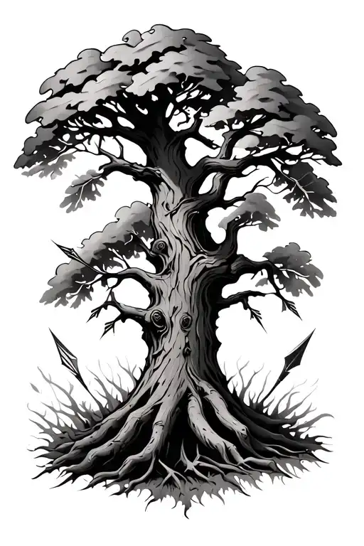 Oak Tree Shot W Arrows