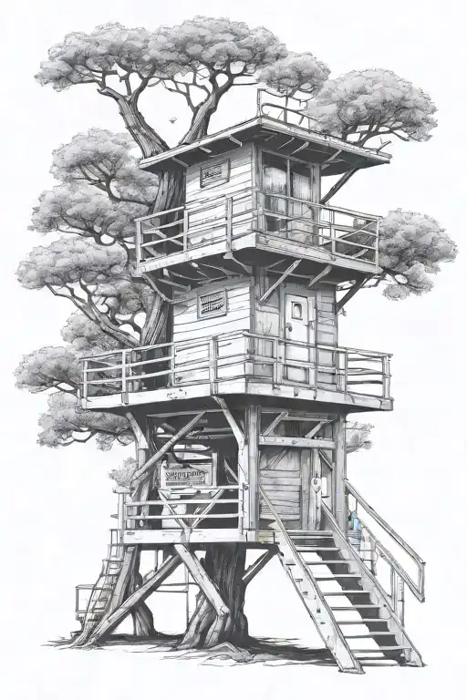 Los Angeles Lifeguard Tower In A Large Tree