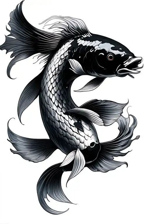 Koi Fish With Warrior Battling