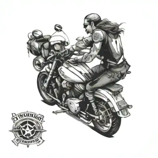 Father Daughter Matching Tattoo Motorcycle