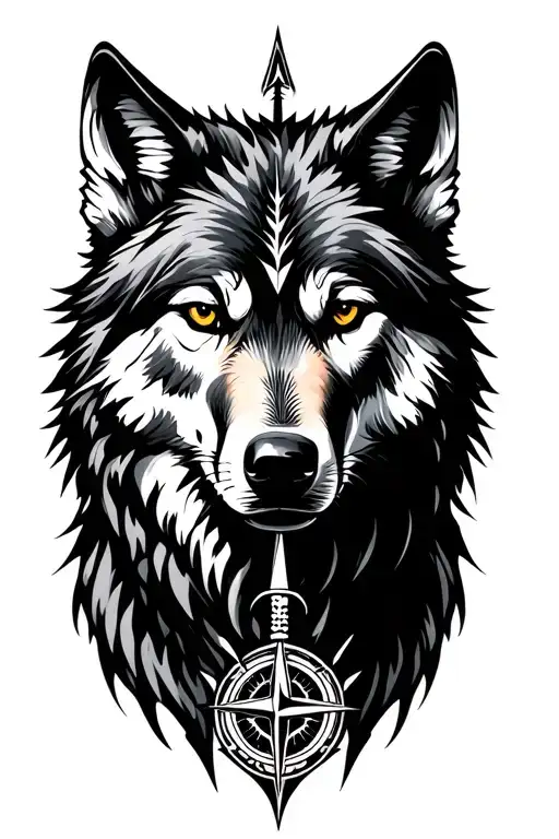 Nordic Wolf And Compass