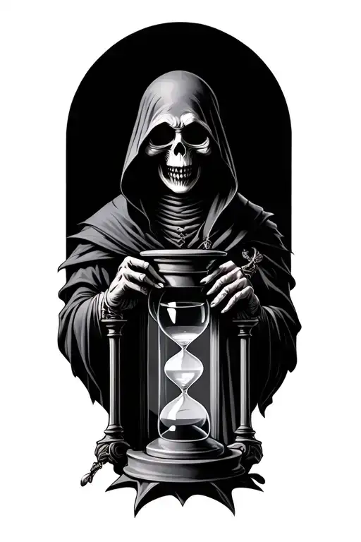 Grim Reaper With Hourglass Filled