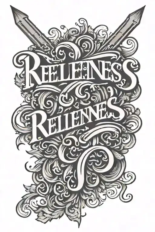 Word Relentless Dark Lettering Design