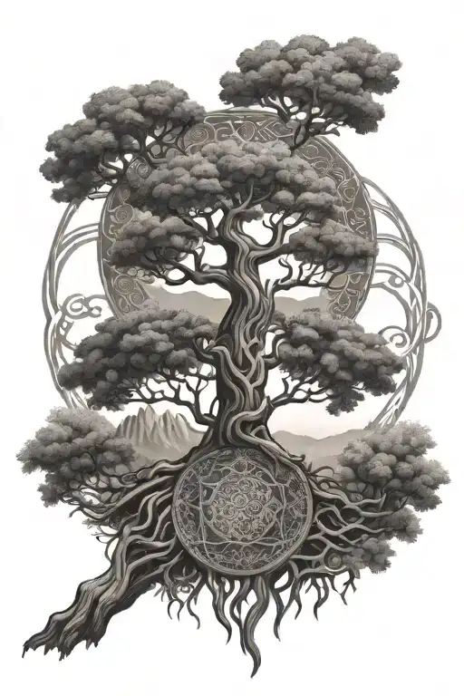 Yggdrasil Tree With Mandala Design
