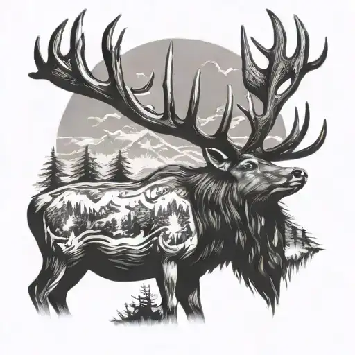 Big Stag With Outdoor Back Drop