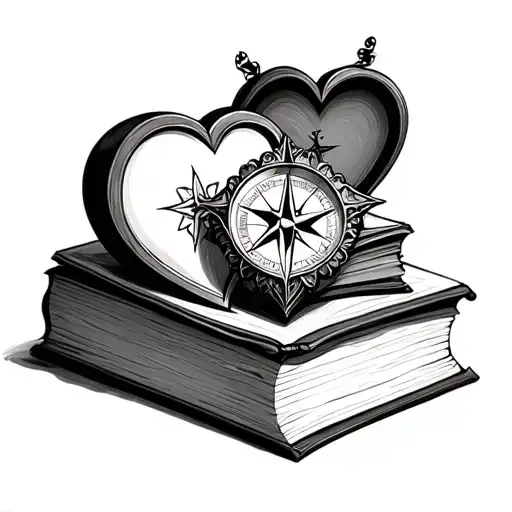 Book And Compass Intertwined Hearts