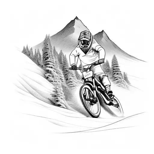 A Dynamic Downhill Mountain Biking Scene With Intricate Details Of The Trail And Bike
