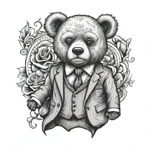 A Teddy Bear In A Suit X Eye Surrounded