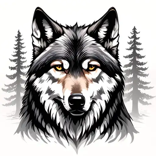 Wolf With Forest In The Background