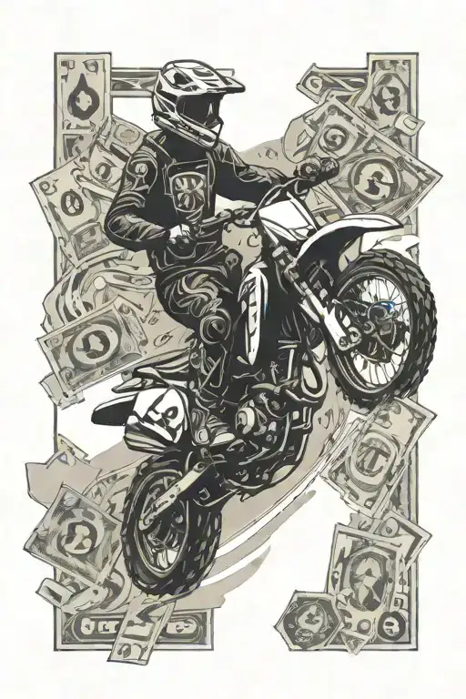 Motocross Surrounded By English Money And Gambling