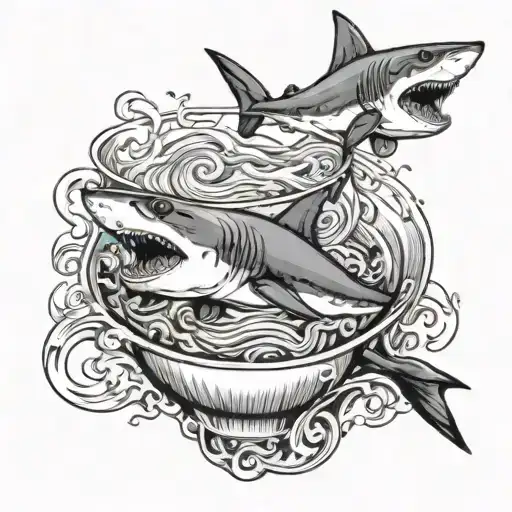 Two Sharks Swimming In A Circle In An Espresso Cup