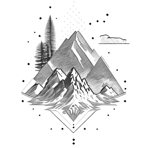 Mountain Scape With A Hidden Skull