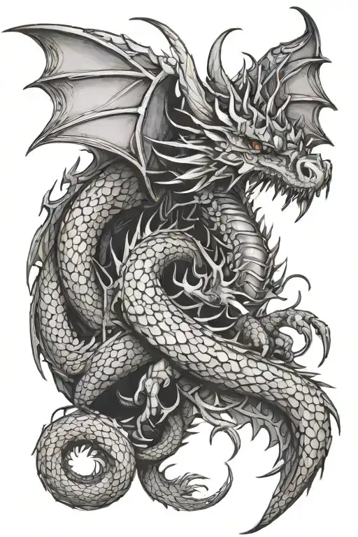 Gothic Dragon Wrapped With Too Many Eyes