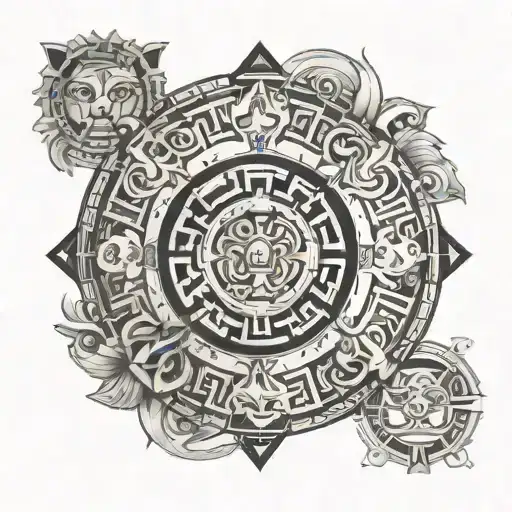 Mayan Aztec Calendar Leo Virgo Symbols Intertwined