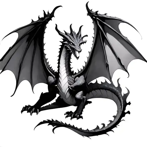 Dragon With Burnt Wings Spread Wide
