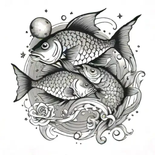 Universe And Pisces Fish Swimming