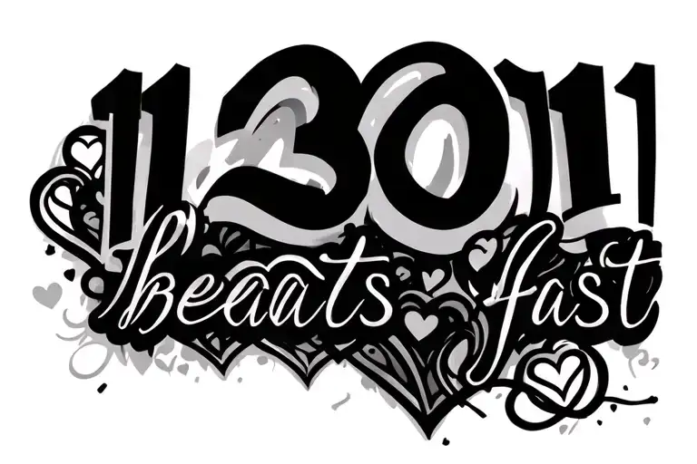 123011 In Roman Numerals With The Words Hearts Beats Fast In Cursive Below