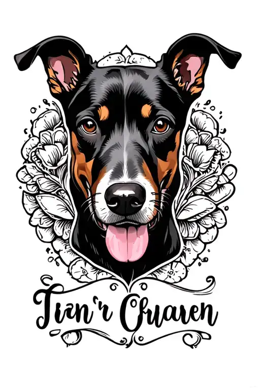 Dog Face And Paw With Name