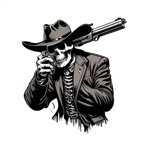 Skeleton Cowboy With Pistol