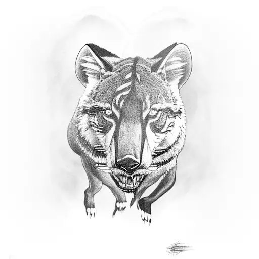 Design Featuring A Tasmanian Tiger In A Natural Habitat