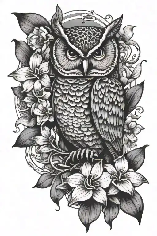 Owl And Orchid Flower