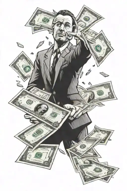 A Faceless Man Reaching Out For A Wad Of Money That Was Far From Him