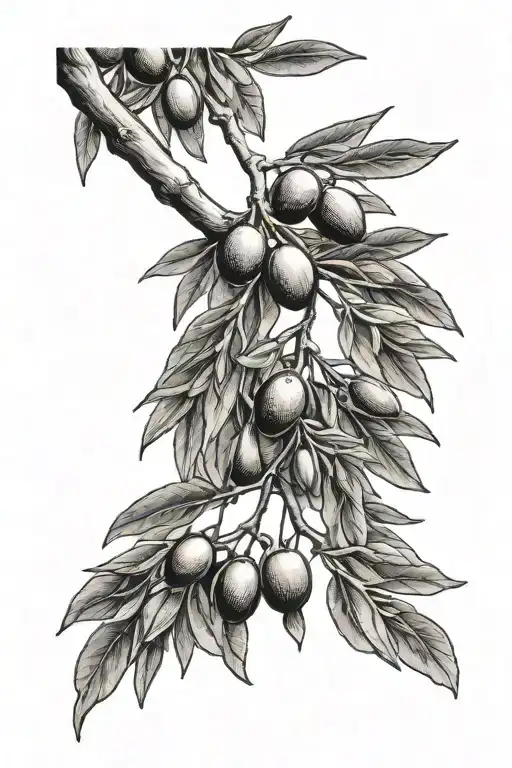 Olive Tree Branch Representing A Family Tree