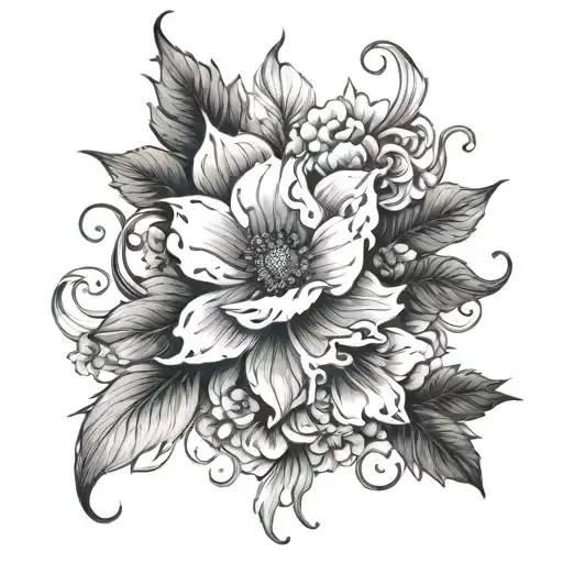 Fairycore Floral Back Half Back Tattoo Design