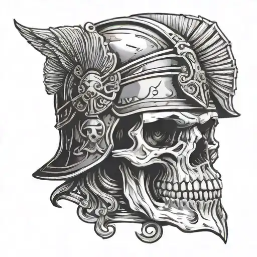 Skull With Roman Helmet