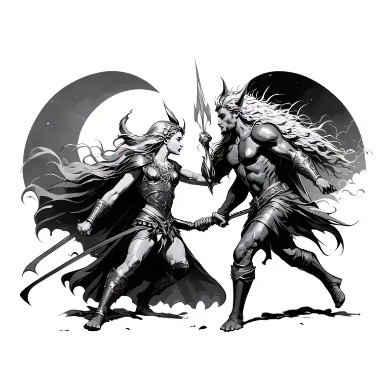 Freya And Thor Fighting Together Representing My Son And Daughter