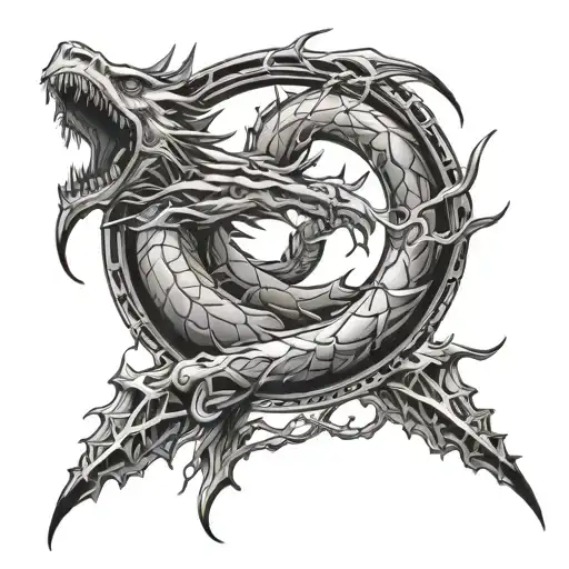 Lightning Storm And Ouroboros Dragon