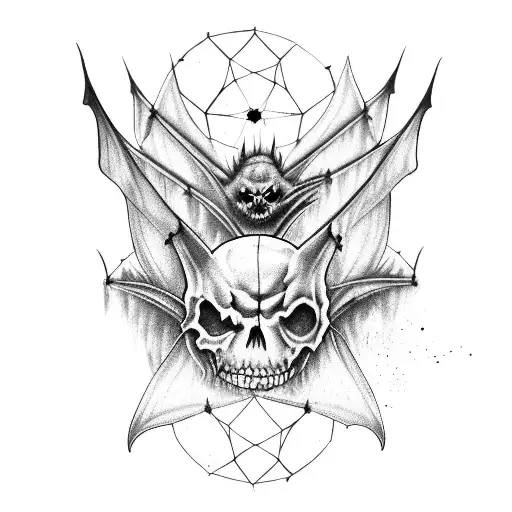 Scary Haunted Trippy Bats With Dreamcatcher