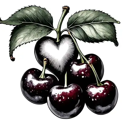 Cherries With Heart Organ And Script